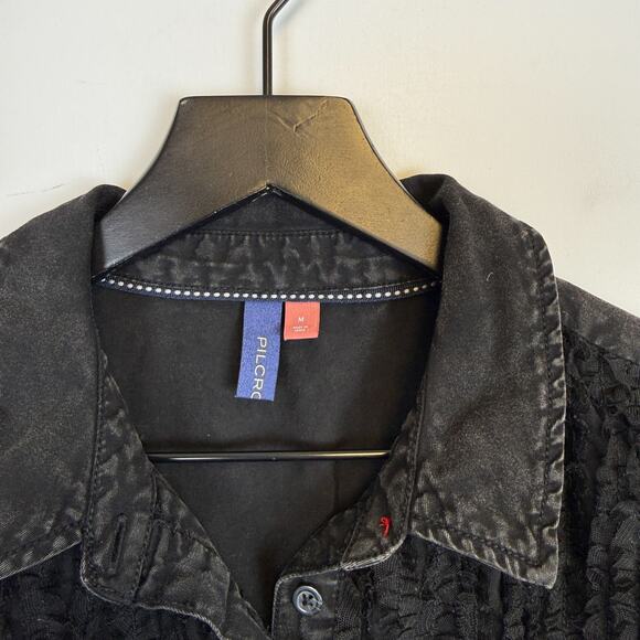 Anthropologie Pilcro Tulle Ruffle Button Down Shirt Western Black - M - Picture 3 of 10